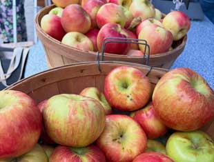 apples in baskets